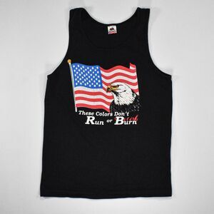 Vintage Patriotic "Don't Run Or Burn" Flag Eagle Tank Top - M